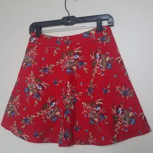 Forever21 | Red Skirt with Vintage Florals in Blue